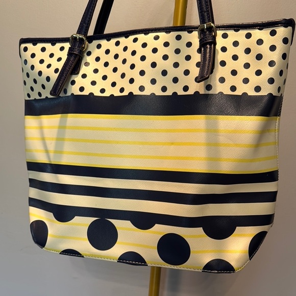 Anne Kline Striped and Polka Dot Tote Bag EUC - Picture 5 of 14